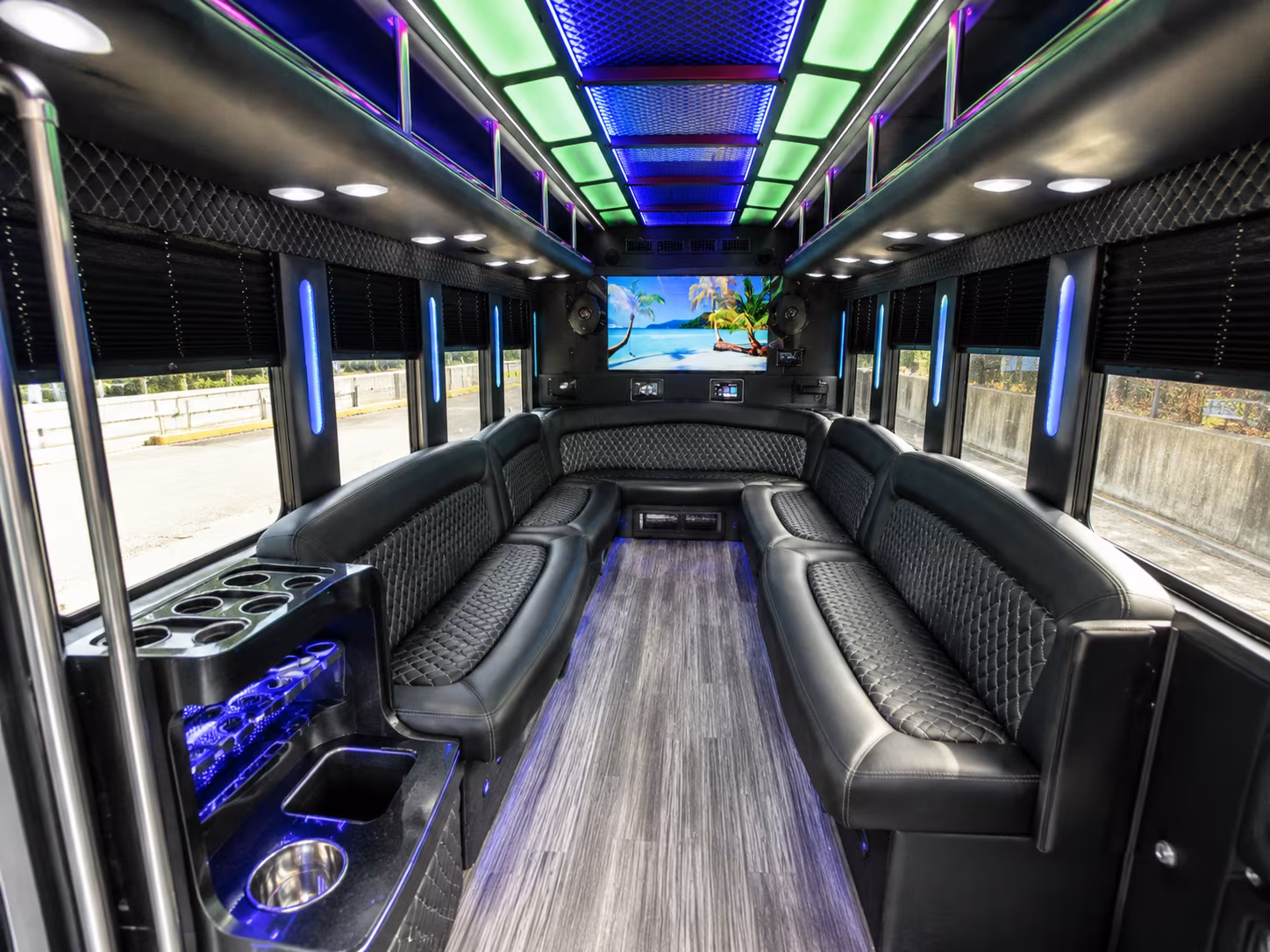 riverside 18 passenger party bus inside