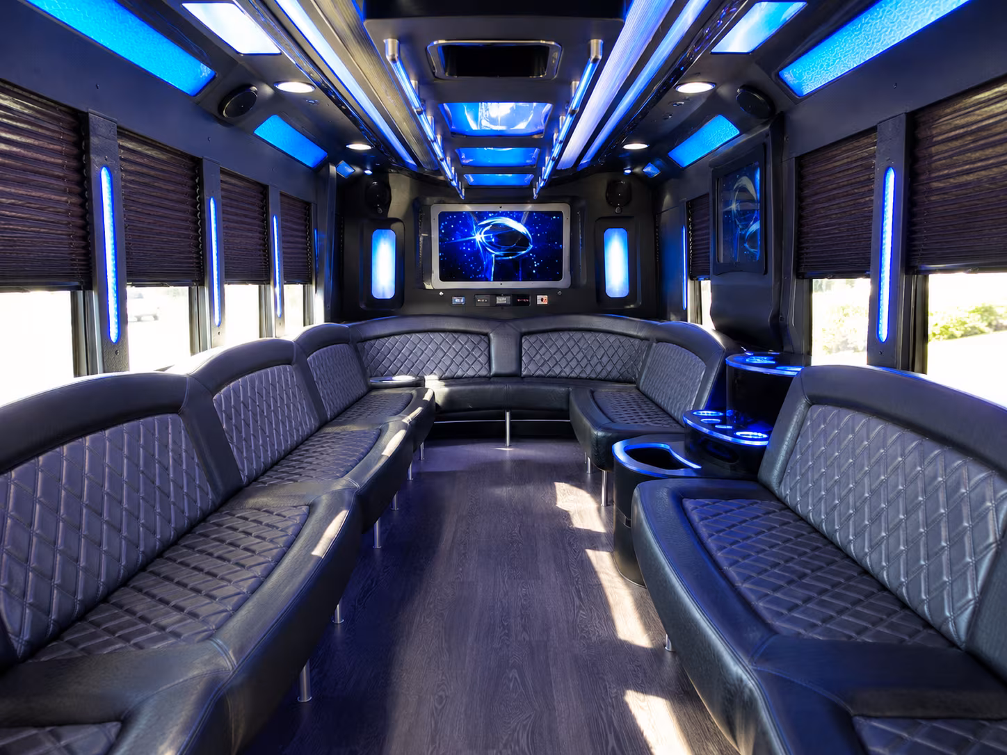 riverside 28 passenger party bus inside